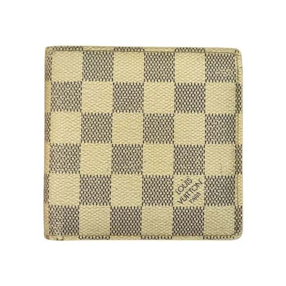 LOUIS VUITTON Damier Azur Portefeuille Marco Bifold Wallet Women's White N...